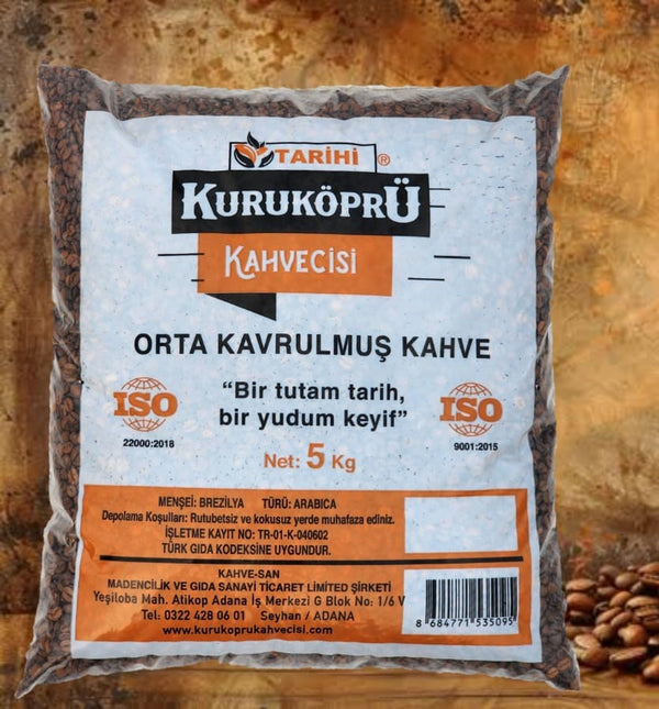 1 Adet Tarihi Kuruköprü Kahvecisi Türk Kahvesi Çekirdek (5 Kg)