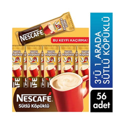 1 Paket Nescafe 3'Ü1 Arada Sütlü Köpüklü (56 Adet)